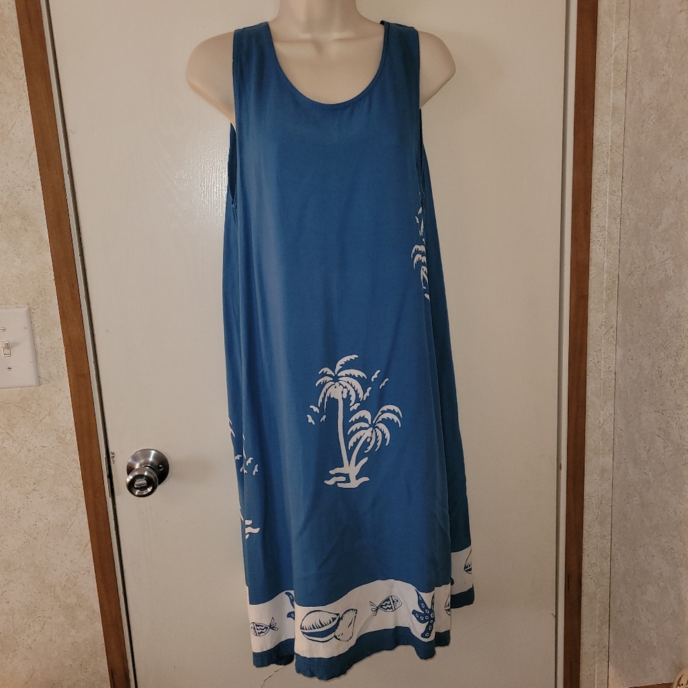 Vintage Blue Cotton Beach Dress